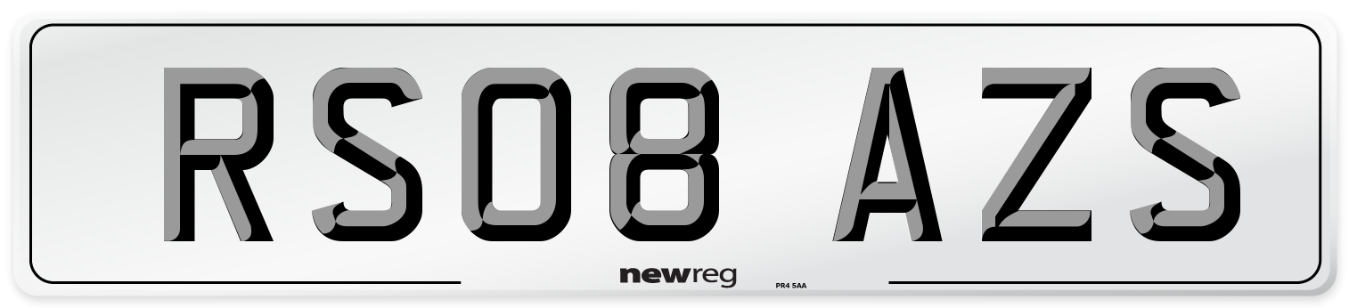 RS08 AZS Number Plate from New Reg